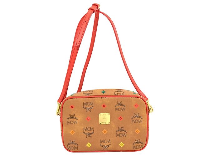 Borsa a tracolla MCM Logo Pattern Diamond Stud Marrone