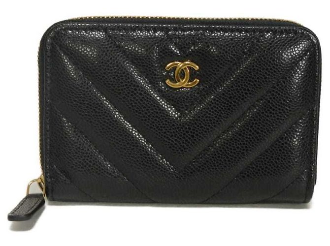 Portamonete Chanel in pelle nera Nero