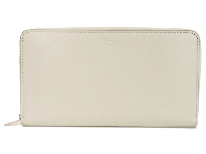 Céline Celine Large Zip Multifunction Wallet Brown White