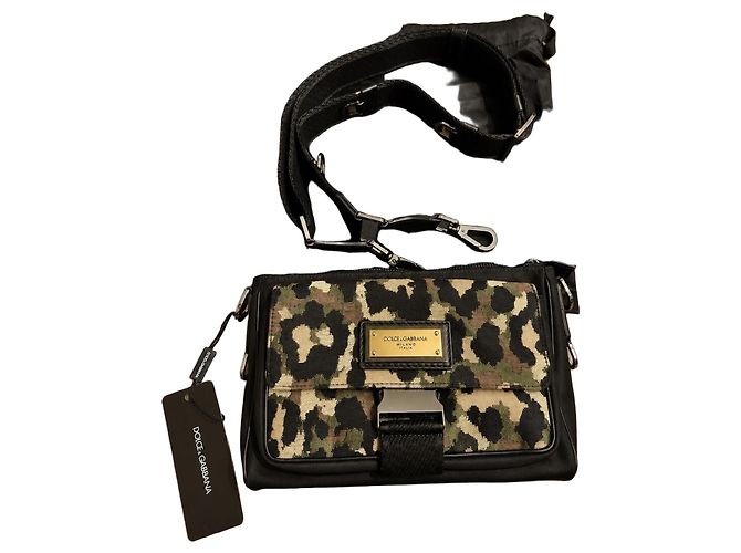 Borsa a tracolla Dolce & Gabbana Jacquard Leopardato Camouflage Nero Multicolore