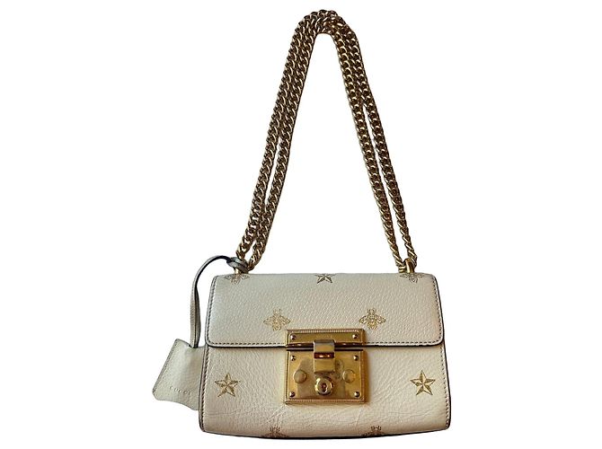 Gucci Borsa a tracolla Padlock Bee e Star Beige
