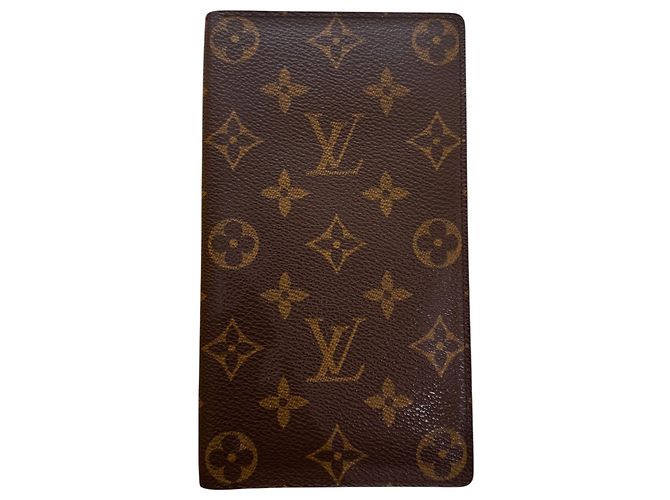 Louis Vuitton Vintage Checkbook Monogram Canvas Vertical Brown