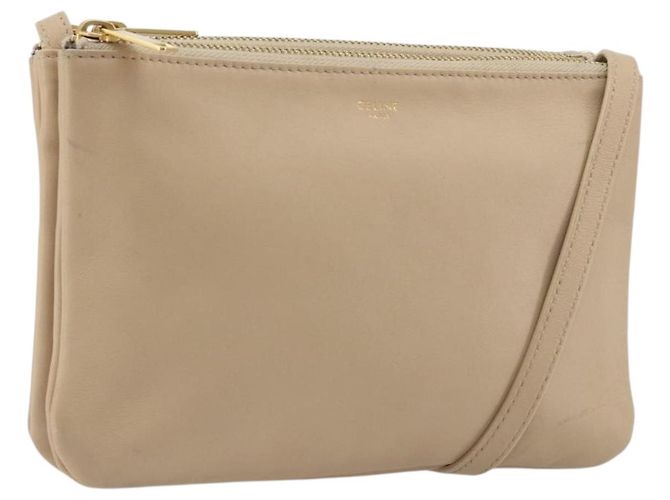 Céline Borsa a tracolla CELINE Trio in pelle beige e oro Auth 198683A D'oro