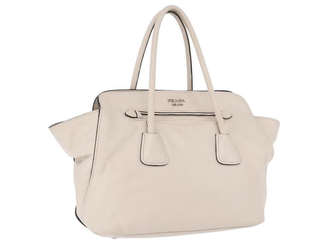 Tote Sac à main cabas PRADA en cuir Blanc Argent BN2611 Auth am12429A Argenté