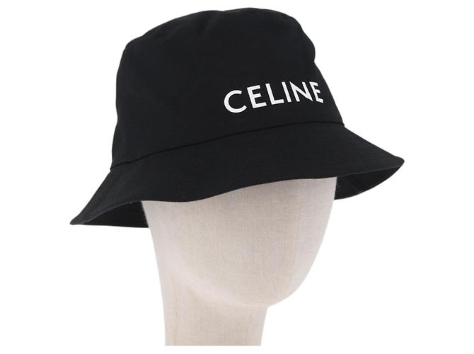 Céline Sombrero Bucket CELINE de Algodón M Negro Auth BA15277M