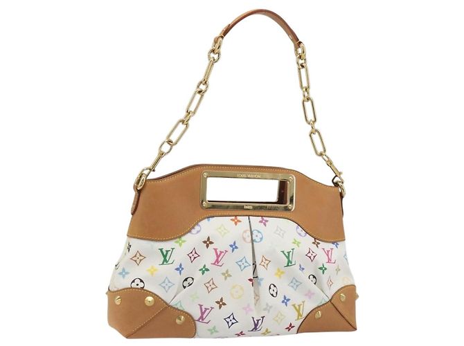 LOUIS VUITTON Monogram Multicolor Judy MM Hand Bag White M40255 LV Auth BA14883V Branco