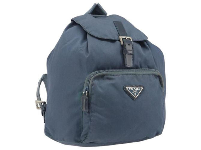 PRADA Rucksack Nylon Hellblau Silber Auth 192533