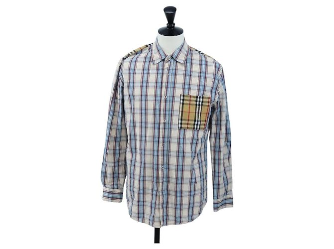 Camicia BURBERRY Nova Check in cotone Beige Auth 195117M