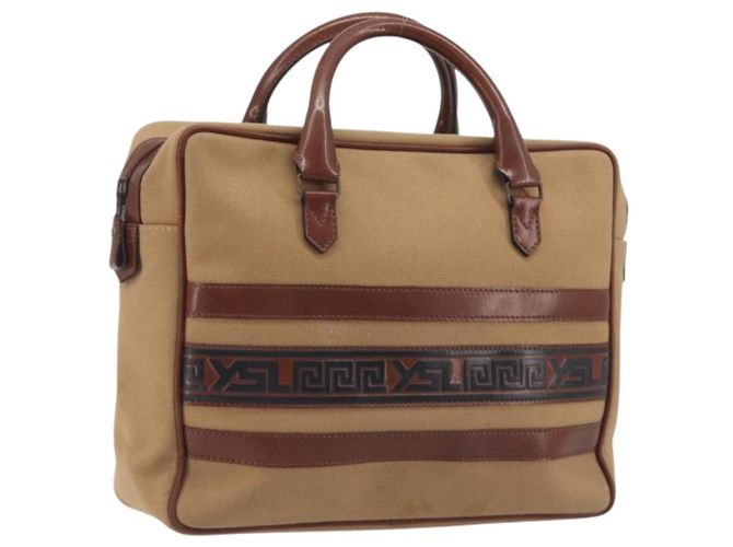 Bolsa de mão SAINT LAURENT Canvas Beige Auth BA14933 Bege