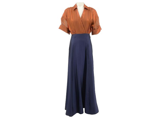 Staud Iridescent Cacao / Midnight Shubert Maxikleid Braun