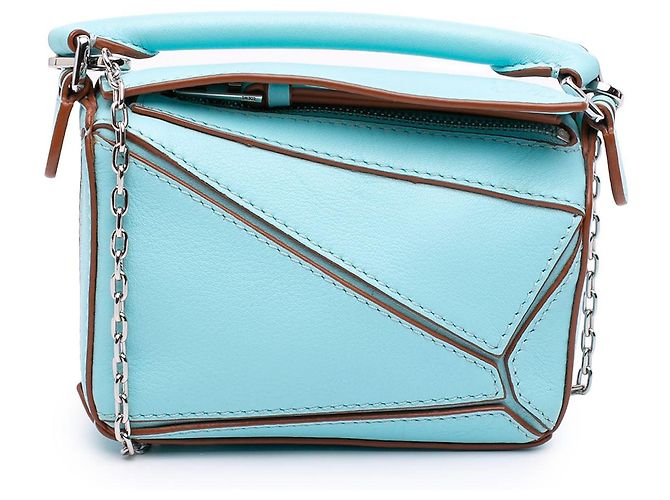 Borsa Nano Puzzle LOEWE in vitello blu