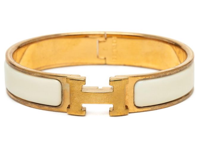 Hermès Pulsera Rígida Hermes Click H PM Blanco Dorado