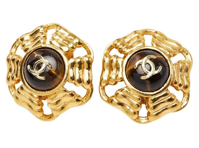 Pendientes de clip Chanel Gold Plated Coco Mark Dorado