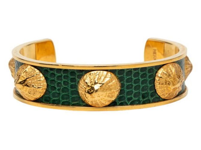 Hermès Pulseira com motivo de concha Hermes Dourado Verde