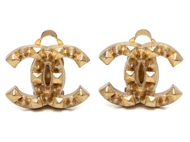 Pendientes de clip Chanel Coco Mark chapados en oro Dorado