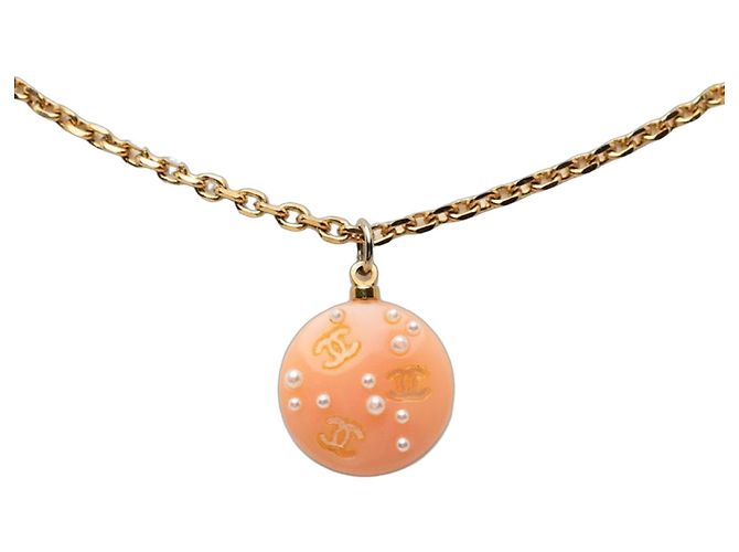 Collar de cadena Chanel Coco Mark Dorado Naranja