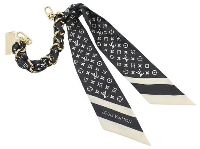 Acessório de bolsa e alça de telefone Louis Vuitton Preto Dourado Fora de branco