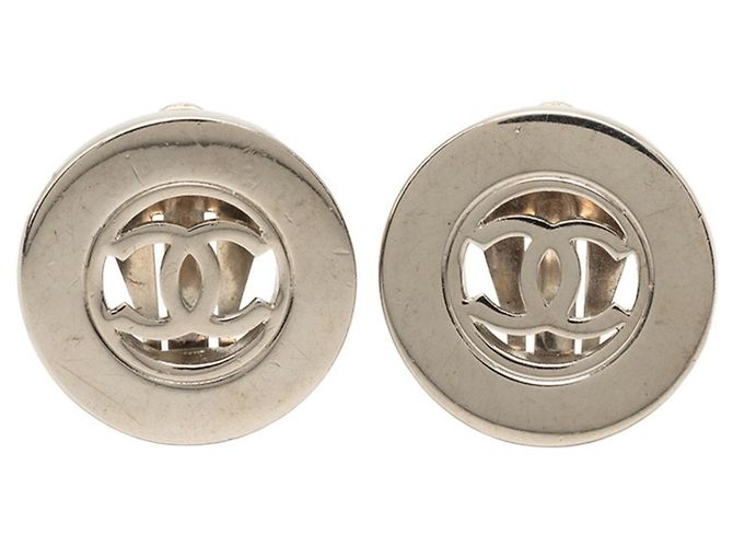 Timeless Chanel Vintage Coco Mark Clip-Ohrringe Silber