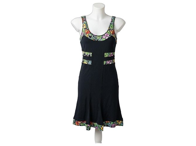 Blumarine Minikleid mit Blumenprint Schwarz Mehrfarben
