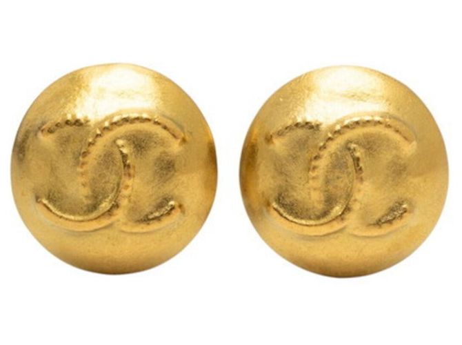 Chanel Coco Mark Vintage vergoldete Clip-Ohrringe Golden