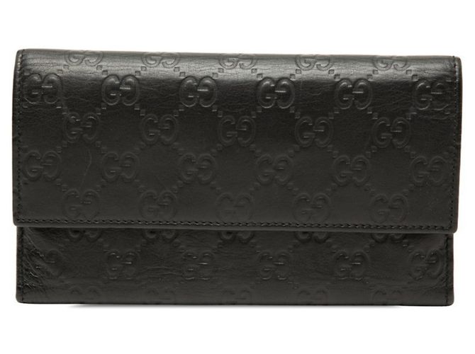 Cartera larga Gucci Guccissima tri-fold Negro