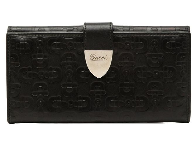 Cartera larga Gucci con estampado Horsebit Negro