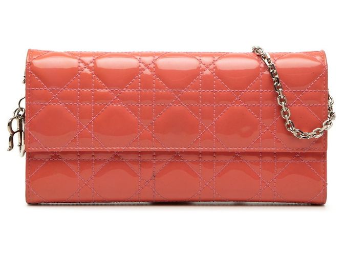 Cartera larga Lady Dior Cannage de Christian Dior Rosa