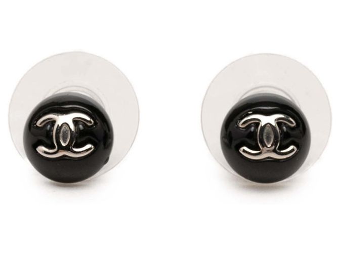 Timeless Orecchini a lobo rotondi Chanel Coco Mark Nero Argento