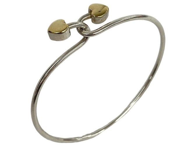 Tiffany & Co Bracciale rigido Tiffany Vintage Solid Double Heart Hook Argento D'oro