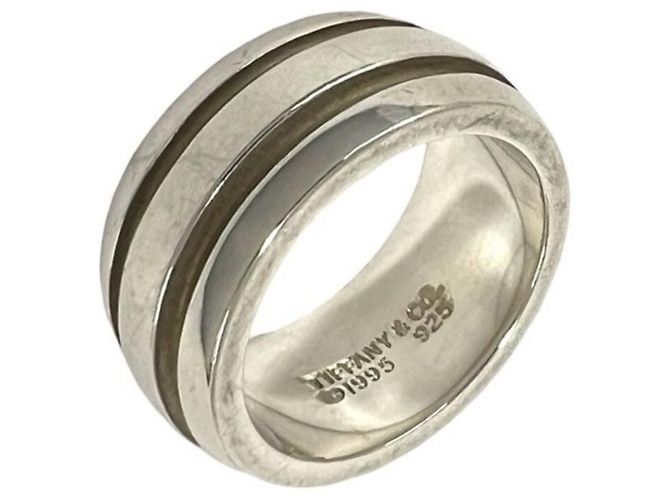 Tiffany & Co Tiffany Vintage Grooved Double Line Ring Silber
