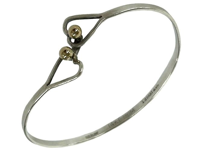 Tiffany & Co Bracciale Tiffany Vintage Hook & Eye Double Heart Argento D'oro