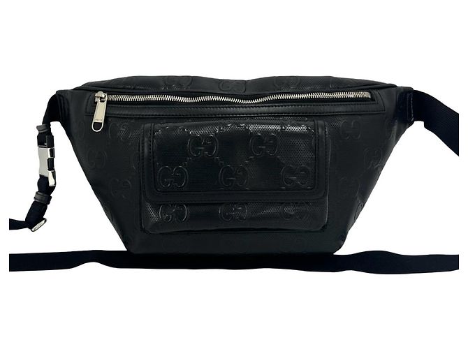 Gucci GG Pattern Embossed Leather Bag Black