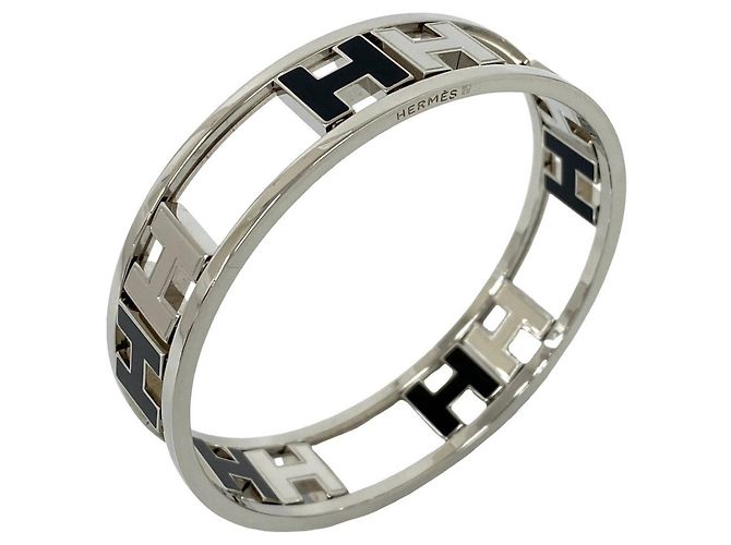 Bracciale Hermès Rond H Logo Nero Argento