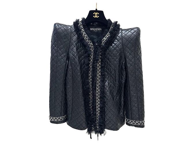 Balmain Paris Steppjacke aus Lammleder - Größe 40 gebraucht