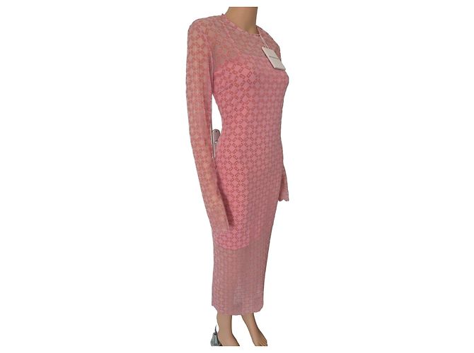 Givenchy langes rosa Strickkleid mit Monogramm Pink