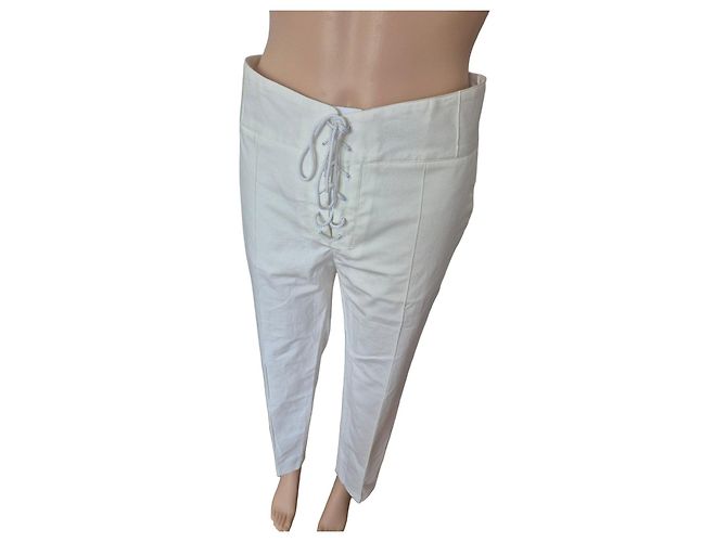 Barbara Bui weiße Baumwollhose mit Schnürung
