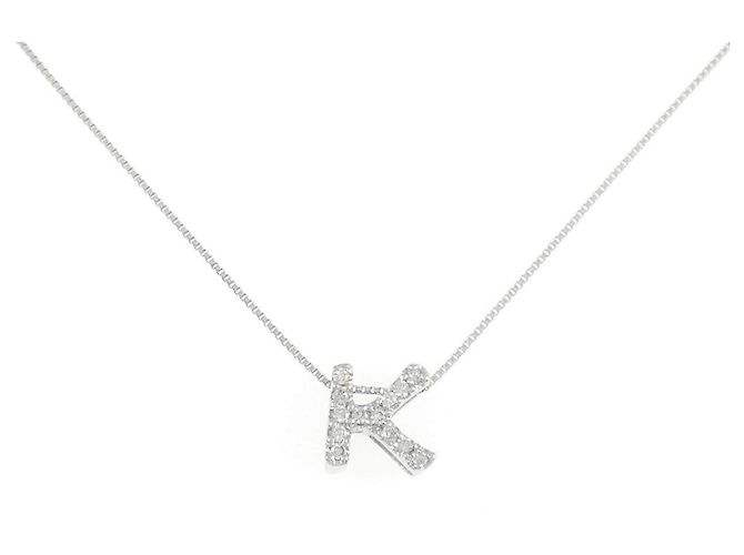 Autre Marque Collar Au750 Initial K Diamond Plata