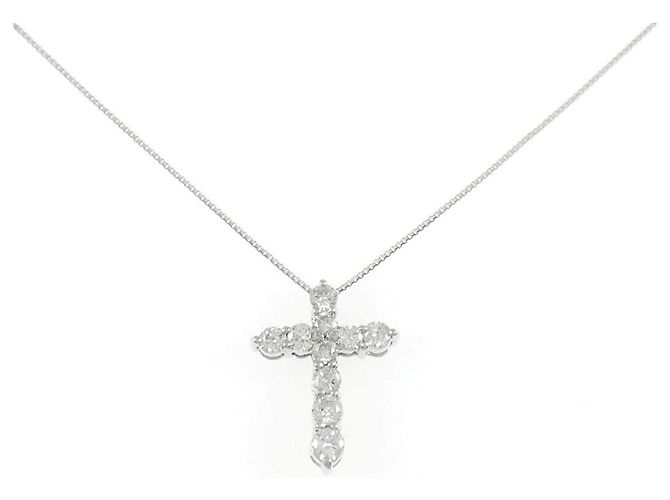 Autre Marque Collana a Croce con Diamanti Au750 Argento