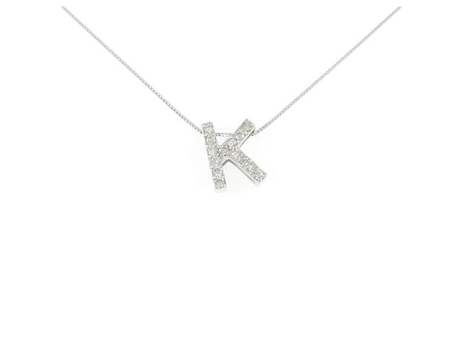 Autre Marque Au750 Diamant-Anfangsbuchstabe K Halskette Silber