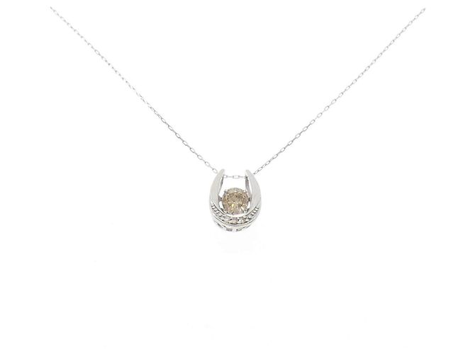 Autre Marque Pt900 Hufeisen-Diamant-Halskette Silber
