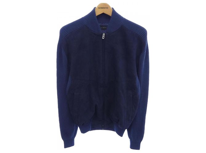 Autre Marque Cardigã de couro e cashmere SEASE Azul