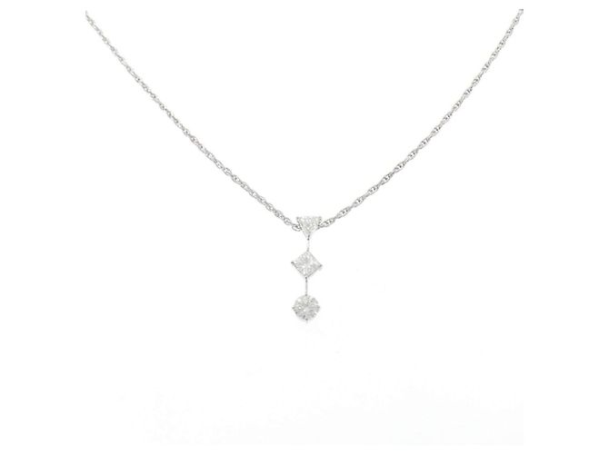Autre Marque Diamantenhalskette Pt900 Pt850 Silber
