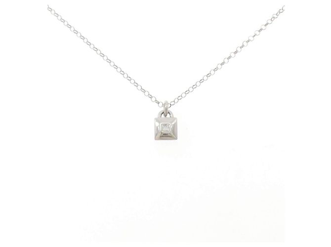 Autre Marque Diamantenhalskette PT900 PT850 Silber
