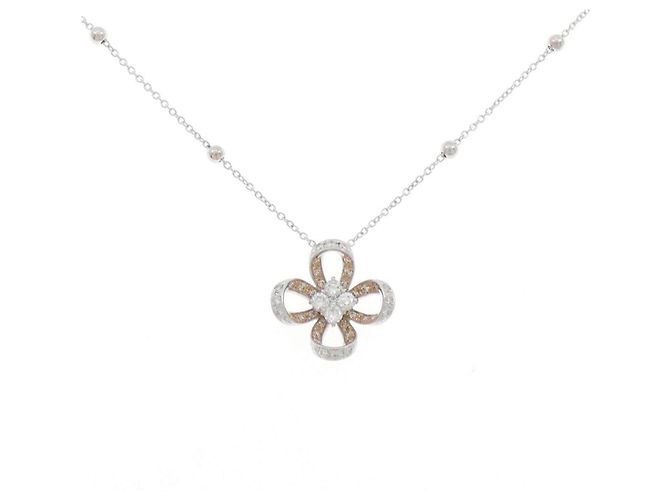Autre Marque Collana Au750 Fiore e Diamanti Argento