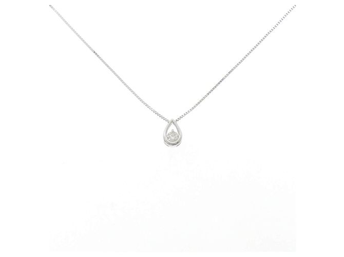 Autre Marque Collier en or blanc K10 et diamants Argenté