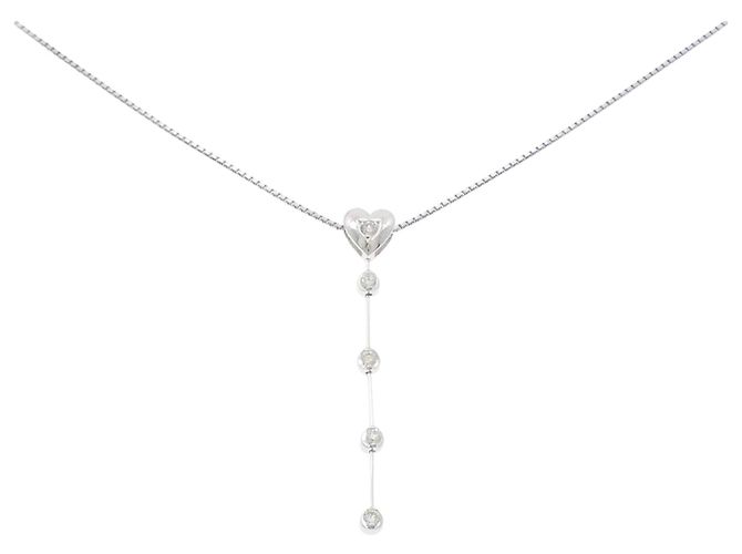 Autre Marque Collana a Cuore in Oro Bianco Au750 e Diamanti Argento