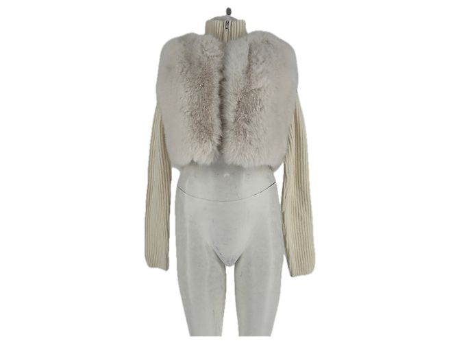 Yves Salomon Pull en fourrure beige