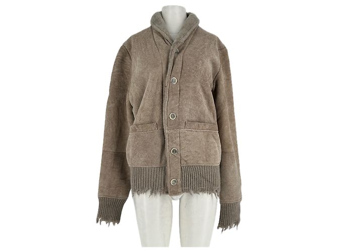 Autre Marque Veste beige en peau lainée