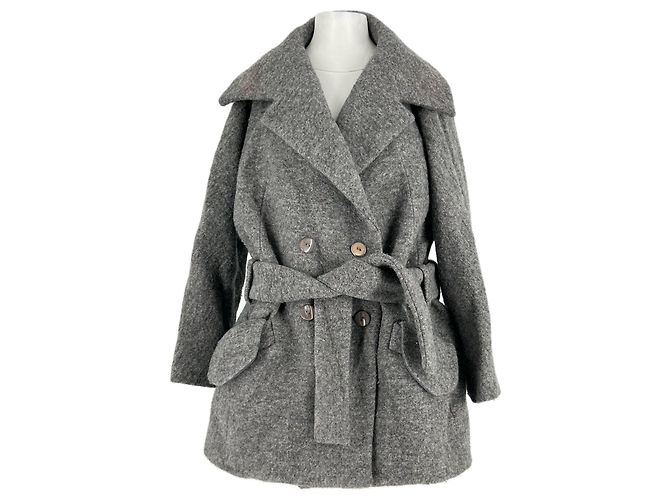 Carven Grey Wool Coat Size 36