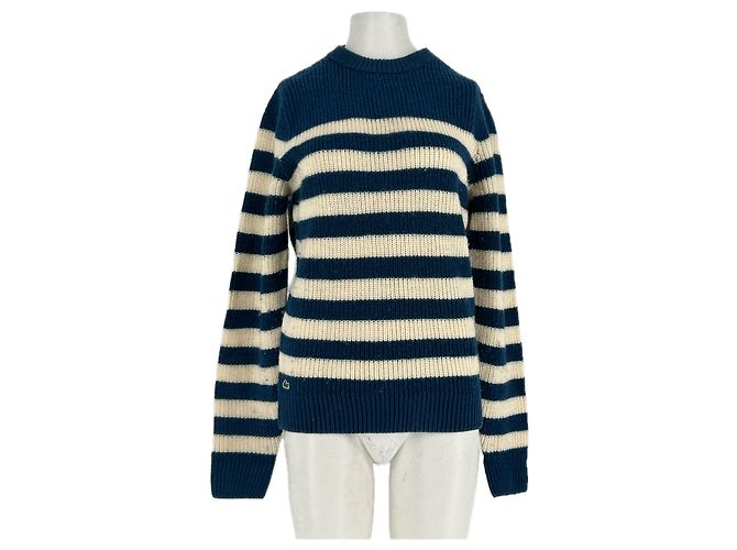 Lacoste Pull rayé bleu et blanc